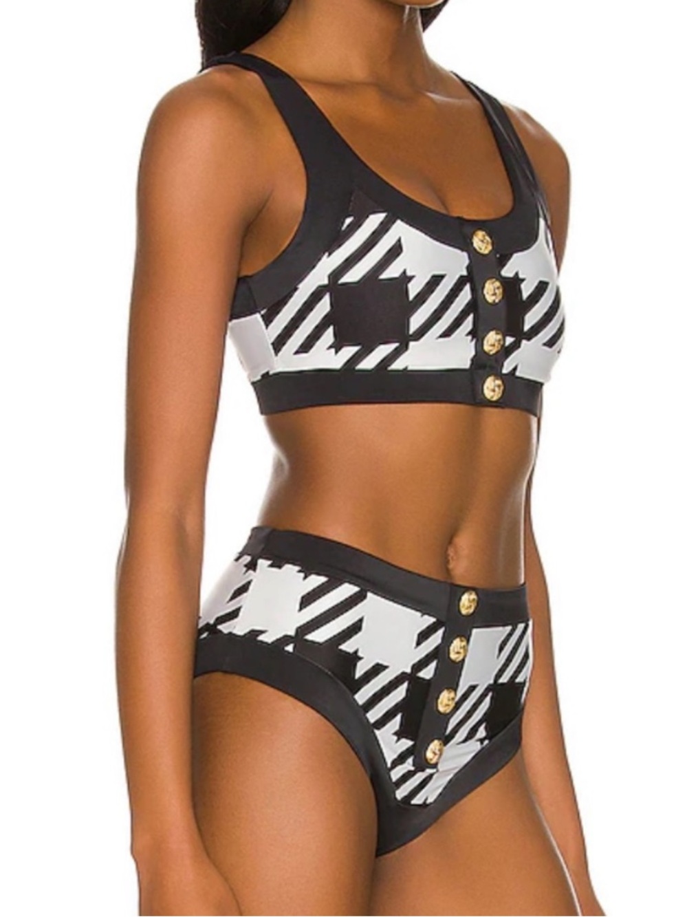 Beach Riot Black & White Houndstooth Bikini Set XL